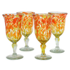 Blown Glass Goblets - Citrus Splash (Set of 4)