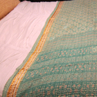 Vintage Sari Throw - Aqua Diamonds