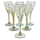 Champagne Flutes - Multicolored Specks (Set of 6)