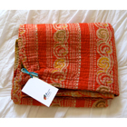 Vintage Sari Blanket - Coral Swirls