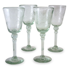 Etched Wine Glasses - Crystal Flowers (Set of 4)