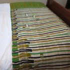 Kantha Quilt - Green and Navy Stripes