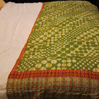 Vintage Sari Throw - Green Floral Dots