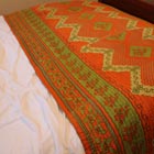Kantha Blanket - Orange Green Zag