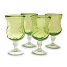 Lime Twist Blown Glass Goblets (Set of 4)