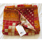 Vintage Sari Throw - Red Squared