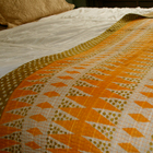 Vintage Sari Throw - Yellow and Green