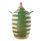 Graphic Lidded Basket - Green Comb